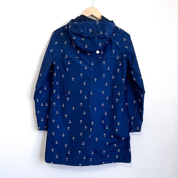 Helly Hansen Lyness Womens Rain Jacket Coat Size XS Blue Nautical Anchor Hooded - Picture 3 of 15